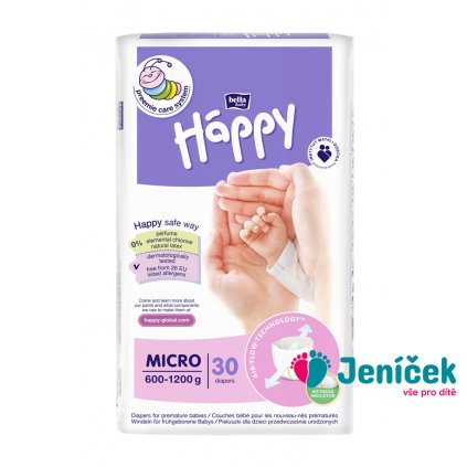 BELLA HAPPY Pleny jendorázové Micro (0,6-1,2 kg) 30 ks