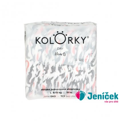 KOLORKY DAY Pleny jednorázové eko, srdce L (8-13 kg) 19 ks