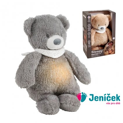 NATTOU Uspáváček plyšový hudební se světýlkem a senzorem pláče 4v1 Sleepy Bear Grey 0m+