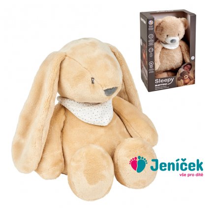 NATTOU Uspáváček plyšový hudební se světýlkem a senzorem pláče 4v1 Sleepy Bunny Pale Brown 0m+