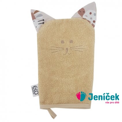 EKO Žínka bavlněná s oušky Cat Beige 20x15 cm