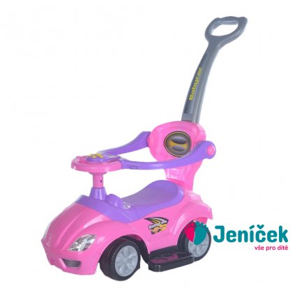 Dětské odrážedlo s vodící tyčí 3v1 Baby Mix Mega Car růžové