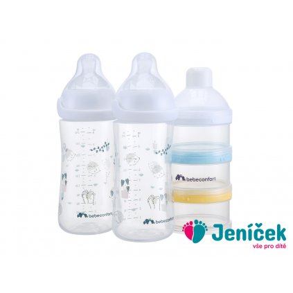 Sada kojeneckých lahví Emotion Physio 270ml 0-12m+ White 2 ks + dávkovač