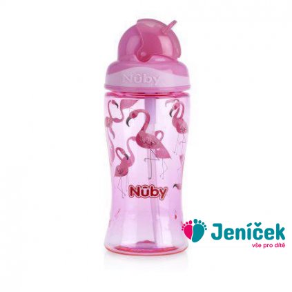NUBY Hrnek netekoucí se sklápěcím brčkem 360 ml růžová