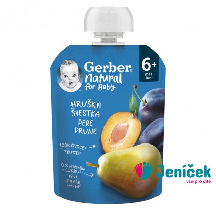 GERBER Natural kapsička hruška a švestka 90 g