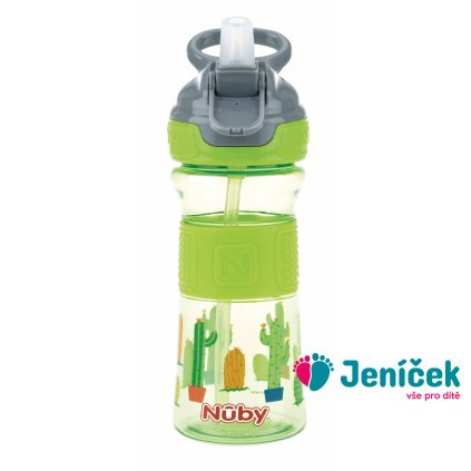 NUBY Láhev sportovní s měkkým sklápěcím brčkem 360 ml, zelená, 3+