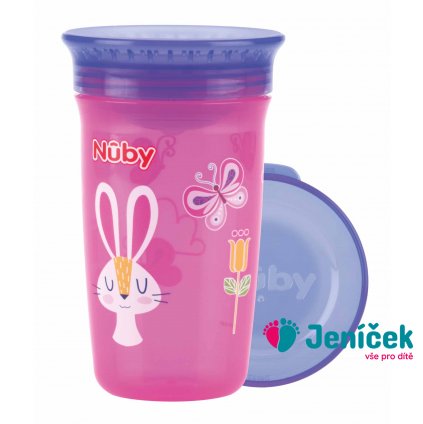 NUBY Hrneček netekoucí 360° 300ml, 6 m+ růžová/fialová