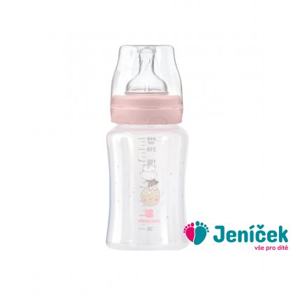 Kojenecká láhev 240ml 3m+ Hippo Dreams Pink