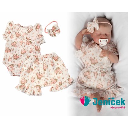 Zavinovací body, kraťasky + čelenka, mušelín, Pivoňky, Baby Nellys, smetanové