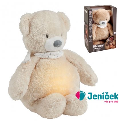 NATTOU Uspáváček plyšový hudební se světýlkem a senzorem pláče 4v1 Sleepy Bear Beige 0m+