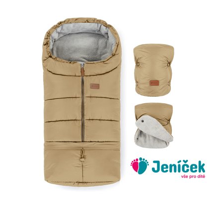 PETITE&MARS Set zimní fusak Jibot 3v1 + rukavice na kočárek Jasie Sweet Toffee