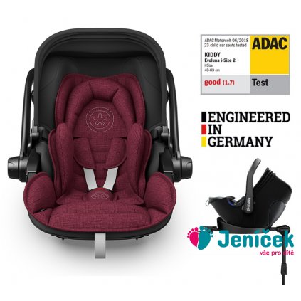 KIDDY Autosedačka Evoluna i-size 2 + Isofix základna 40-83 cm Beet red melange icy grey