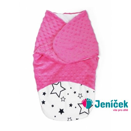 Baby Nellys Zavinovačka, spacáček s minky, 0-6m - Hvězdy a hvězdičky, minky růžová