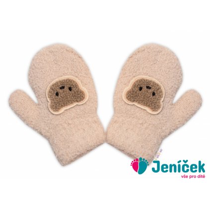 Zimní rukavičky, Medvídek, béžové, 98/104