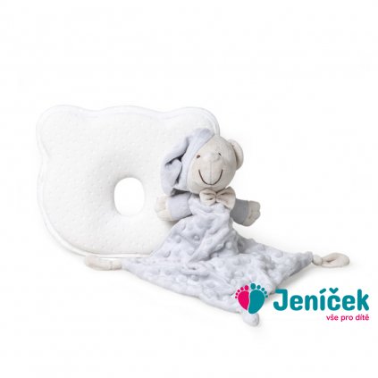 INTERBABY | SET MÉĎA - ergonomický polštářek + přítulka - šedý v