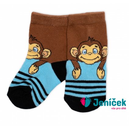 Dětské bavlněné ponožky Monkey - hnědé/modré