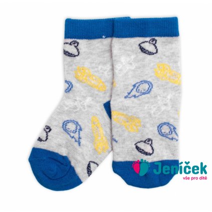 Dětské bavlněné ponožky Vesmír - šedé
