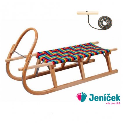 Klasické dřevěné sáňky s provázkem BAYO