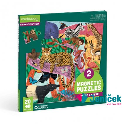 Mudpuppy Magnetické puzzle Safari a džungle 2x20 dílků