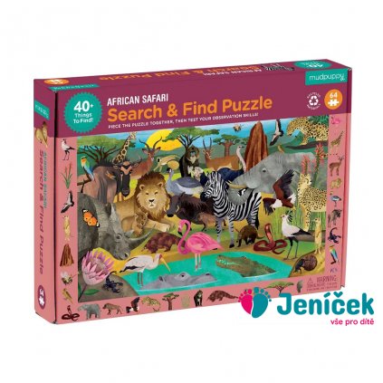 Mudpuppy Puzzle skládej a hledej Safari 64 dílů