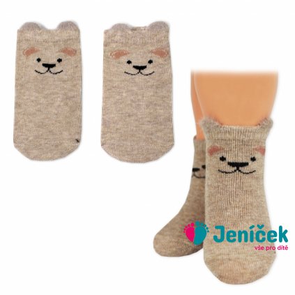 Chlapecké bavlněné ponožky Pejsek 3D - hnědé, vel. 80/86 - 1 pár