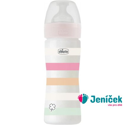 CHICCO Láhev kojenecká Well-being silikon 250 ml děvče