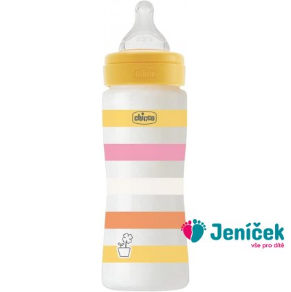 CHICCO Láhev kojenecká Well-being silikon 330 ml děvče