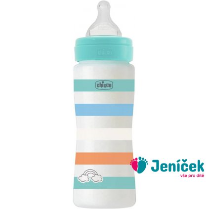 CHICCO Láhev kojenecká Well-being silikon 330 ml kluk