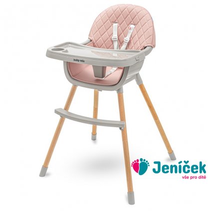 Jídelní židlička Baby Mix Freja wooden dusty pink