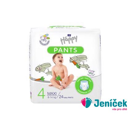 BELLA HAPPY Pants Kalhotky plenkové jednorázové 4 Maxi (8-14 kg) 24 ks