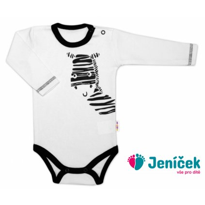 Baby Nellys Body dlouhý rukáv, bílé, Zebra, vel. 62