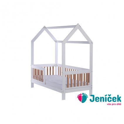 Dětská buková postel se zábranou Drewex Casa Bambini 160x80x174 cm