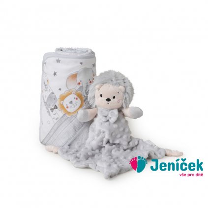 INTERBABY | SET - OSUŠKA froté 100x100 SAFARI + PŘÍTULKA - šedá