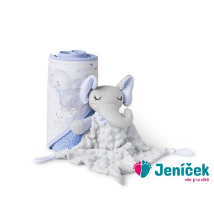 INTERBABY | SET - OSUŠKA froté 100x100 SLONÍK + PŘÍTULKA - modrá