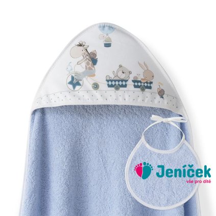 INTERBABY | OSUŠKA froté ZVÍŘÁTKA + bryndák - modrá