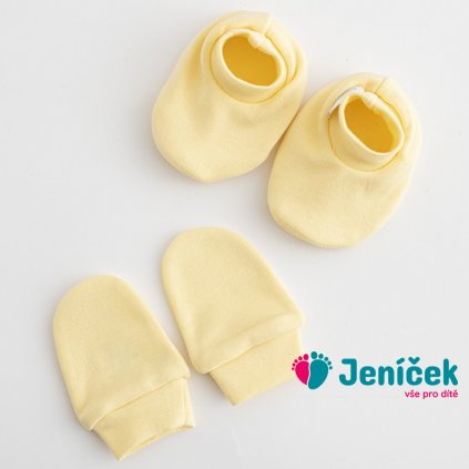 Kojenecký bavlněný set-capáčky a rukavičky New Baby Casually dressed žlutá 0-6m