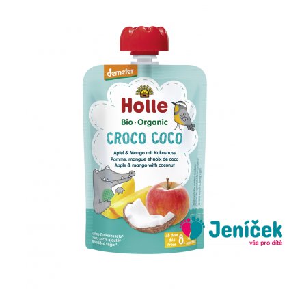HOLLE Croco Coco Bio ovocné pyré jablko, mango, kokos, 100 g (8 m+)