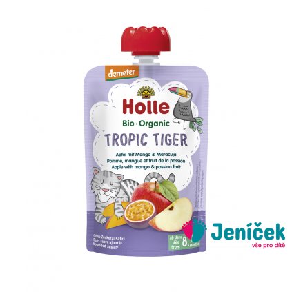 HOLLE Tropic Tiger Bio ovocné pyré jablko, mango a maracuja, 100 g (8 m+)