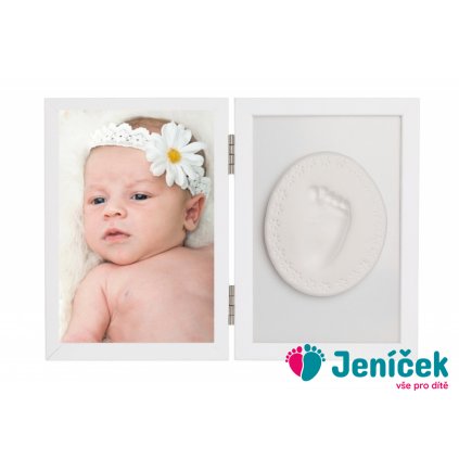 Baby Otisk - Dvojitý rámeček s modelínou pro otisk ručičky nebo nožičky, bílý