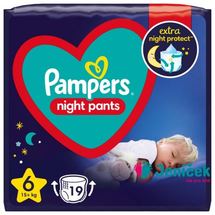 PAMPERS Night Pants Kalhotky plenkové jednorázové 6 (15 kg+) 19 ks v