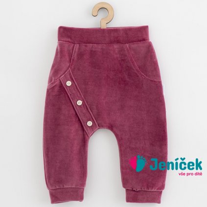 Kojenecké semiškové tepláčky New Baby Suede clothes růžovo fialová