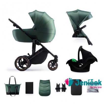 KINDERKRAFT SELECT Kočárek kombinovaný 3v1 Prime 2 Dark Green, Premium