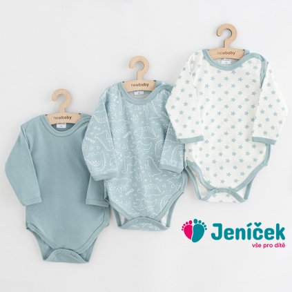 Kojenecké celorozepínací body New Baby Classic II Uni 3ks mátové vel.56,62,68