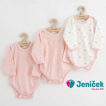 Kojenecké celorozepínací body New Baby Classic II Holka 3ks růžová vel.62,68