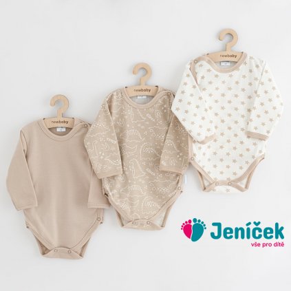 Kojenecké celorozepínací body New Baby Classic II Uni 3ks béžové vel.68