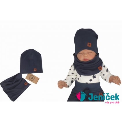 Z&Z Dvouvrstvá žebrovaná čepička + nákrčník, granátová, vel. 92/98