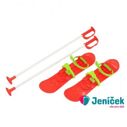 Dětské lyže s vázáním a holemi Baby Mix BIG FOOT 42 cm červené v