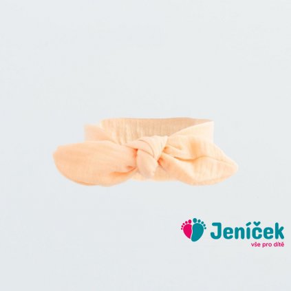 Kojenecká mušelínová čelenka New Baby Leny peach