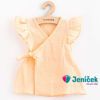 Letní kojenecké mušelínové šaty New Baby Leny peach