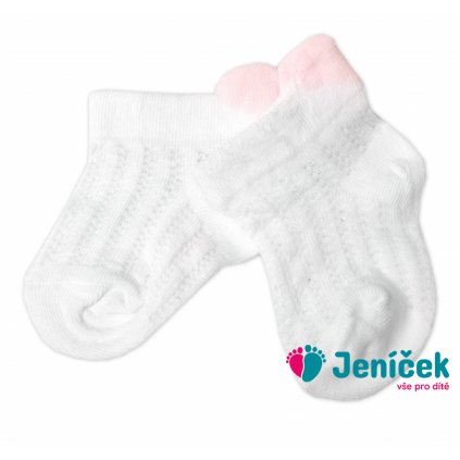 Kojenecké žakarové ponožky se vzorem, Srdíčko, bílé